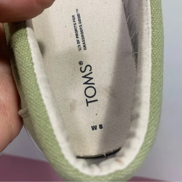 TOMS Alpargata Fenix Slip On Cedar Green Washed Canvas Shoes Size 8 casual - Picture 5 of 10